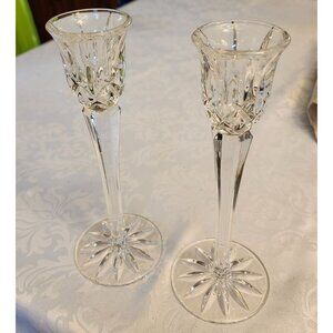 Gorham Lady Anne  Sparkling Crystal Candlesticks 2 Elegant Taper Candle Holders